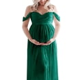 thumbnail image 1 of Vestido largo de maternidad con hombros descubiertos, elegante, con dobladillo suelto, vestido de mujer embarazada para sesión de fotos en tienda nupcial, 1 of 6