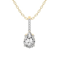 Diamond Pendant Necklace For Women | 1 Carat IGI Certified Pear Shape Lab Grown Diamond | Lucida Four Prong Lab Diamond Pendant Necklace In 14K Yellow Gold | FG-VS1-VS2 Quality Friendly Diamonds