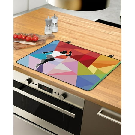 

Colorful Geometric Stove Top Covers for Electric Stove Heat Insulation Fireproof Glass Cooktop Cover Counter Top Glass Stove Cover for Prevent Scratches 24 x21 Runners Modern Abstract Art