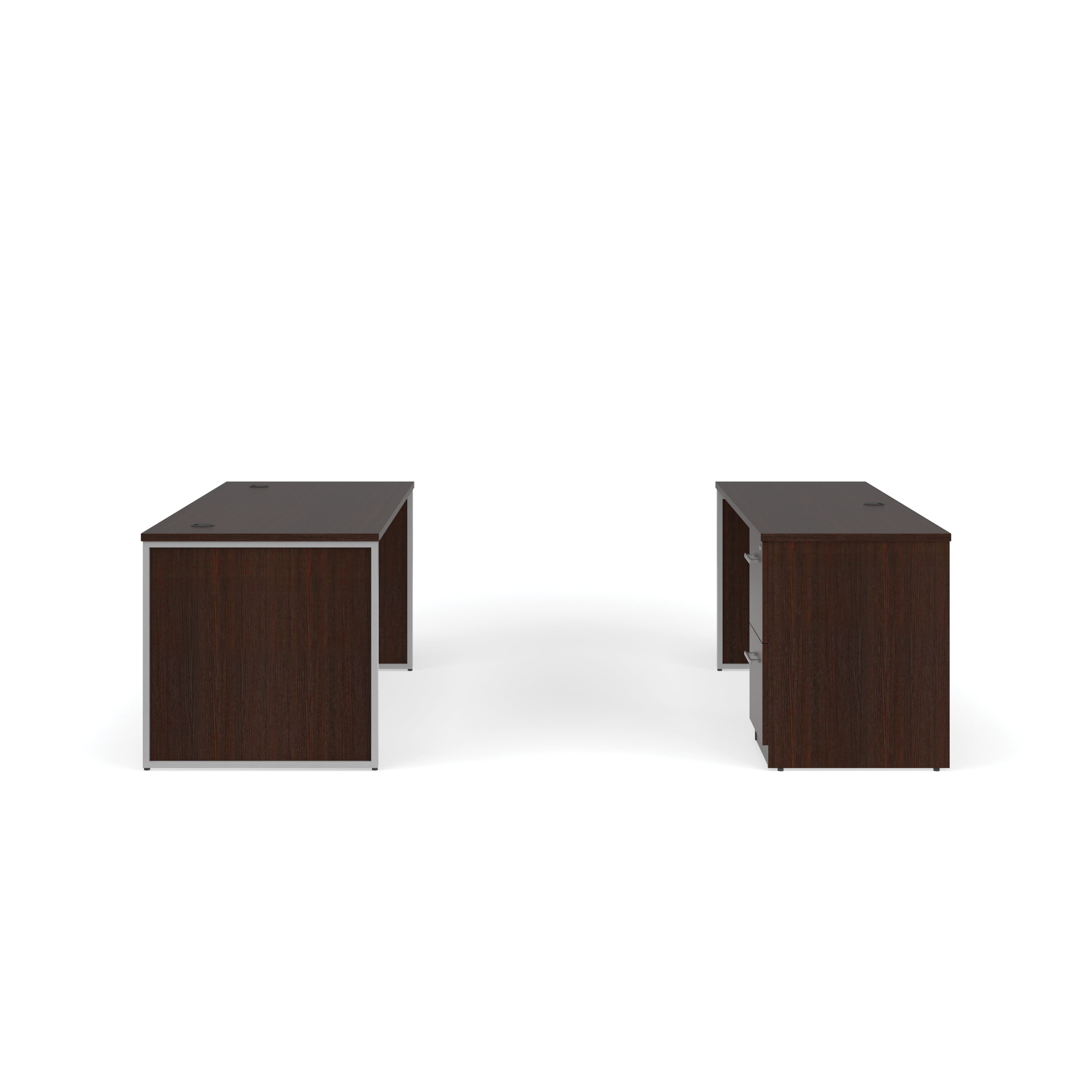 OFM Fulcrum Series Office Furniture Set, 66" Table Desk, 66" Credenza, Filing Cabinet, Modesty Panel, Leg Panels, in Espresso