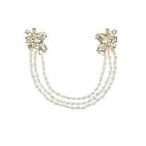 Time and True Goldtone Rhinestone Brooch with Simulated Pearl Strands, 1 Piece