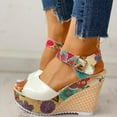 thumbnail image 2 of Mepaouo Espadrille Dressy Wedge Sandals Women's Platform Sandal Casual Summer High Heels White Size 8, 2 of 6