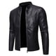 thumbnail image 1 of Chaqueta de cuero para hombre, juvenil, de corte ajustado, informal, para hombre, chaqueta de cuero para motociclista, 1 of 5