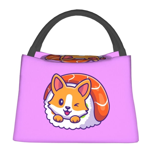 Easygdp Corgi In Sushi Roll Bolsa de Almuerzo Insulada Reutilizable, Bolsa de Mano y Bandolera para Oficina, Trabajo, Viajes