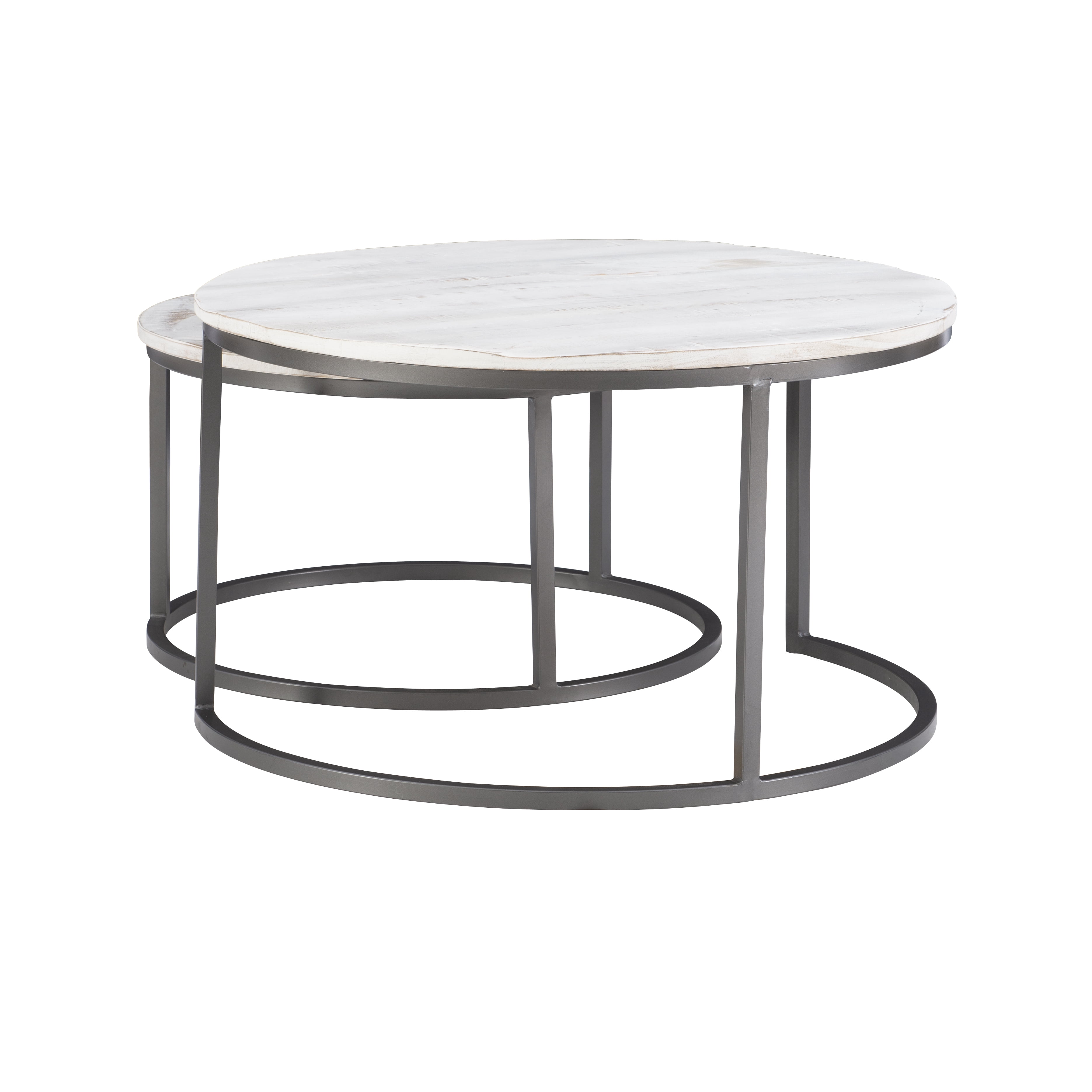 Darden Bohemian Nesting Coffee Tables, Set of 2, Dark Gray Base with White Wood Top