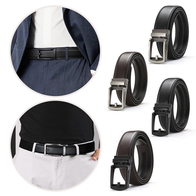 YAOBAMM Ceinture Résistante aux Rayures Boucle Micro Automatique Ceinture à Cliquet pour Hommes Accessoires de Mode en Faux Cuir Résistants aux Rayures