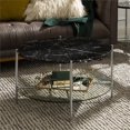 thumbnail image 2 of Table Basse Ronde de 32 Pouces avec Faux Marbre Noir et Pieds Chromés, 2 of 6