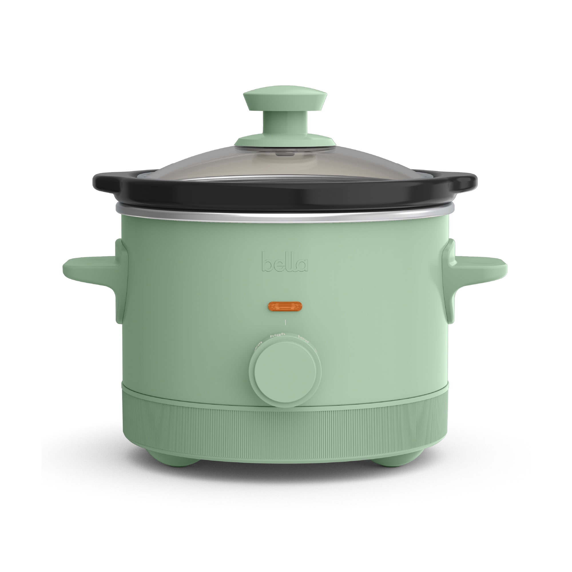 bella 1.5 Qt Manual Slow Cooker with 3 Heat Settings  Ceramic Nonstick Coating  Dishwasher Safe Pot & Tempered Glass Lid  Seaglass