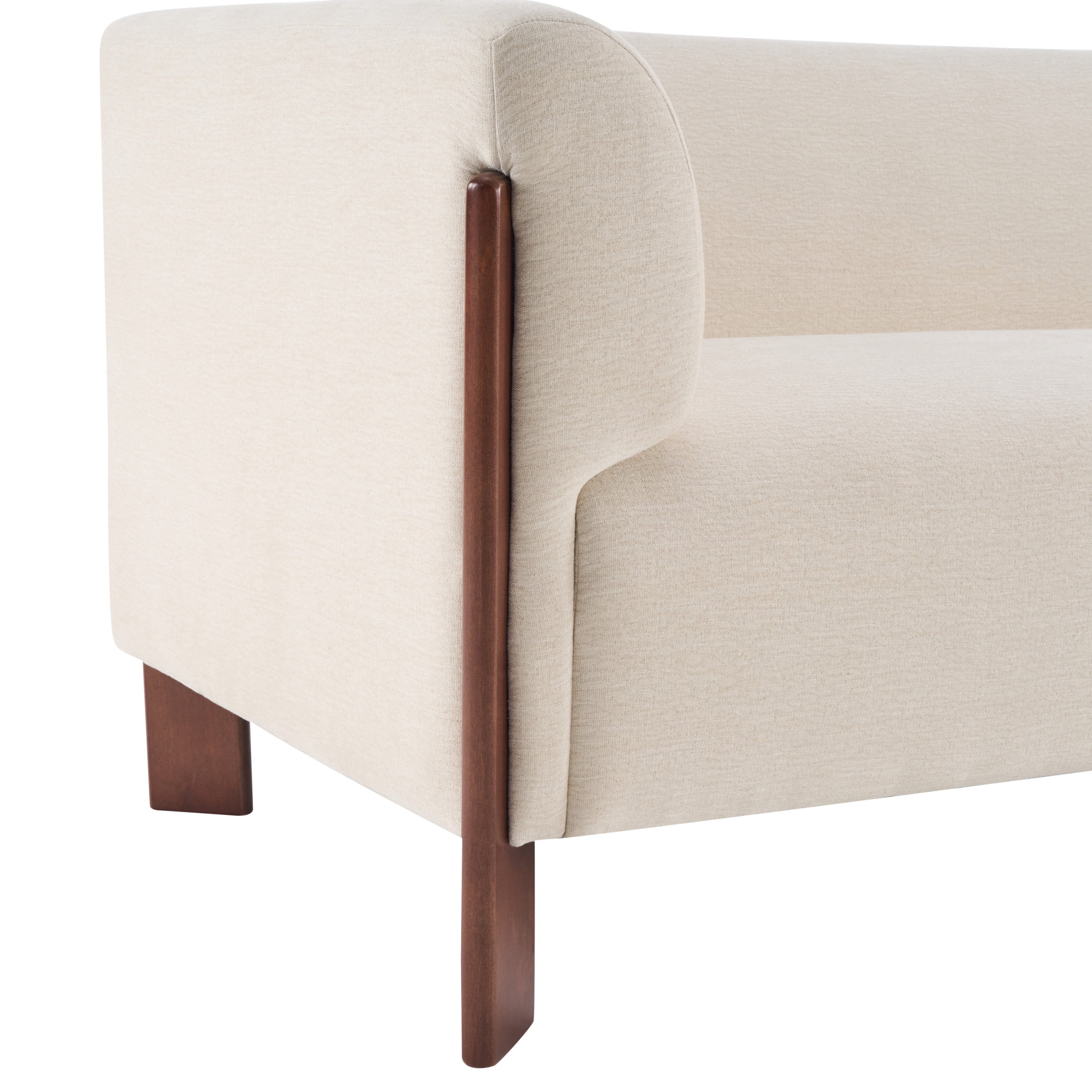 Christopher Knight Home 80" Modern Upholstered Sofa, 3 Seats Tuxedo Arms with Wood Leg, Linen