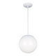 Sea Gull Lighting 6018-15 Pendentif Globe Suspendu d'Une Seule Lumière avec Diffuseur en Verre Blanc Lisse, Finition Blanche – image 1 sur 1
