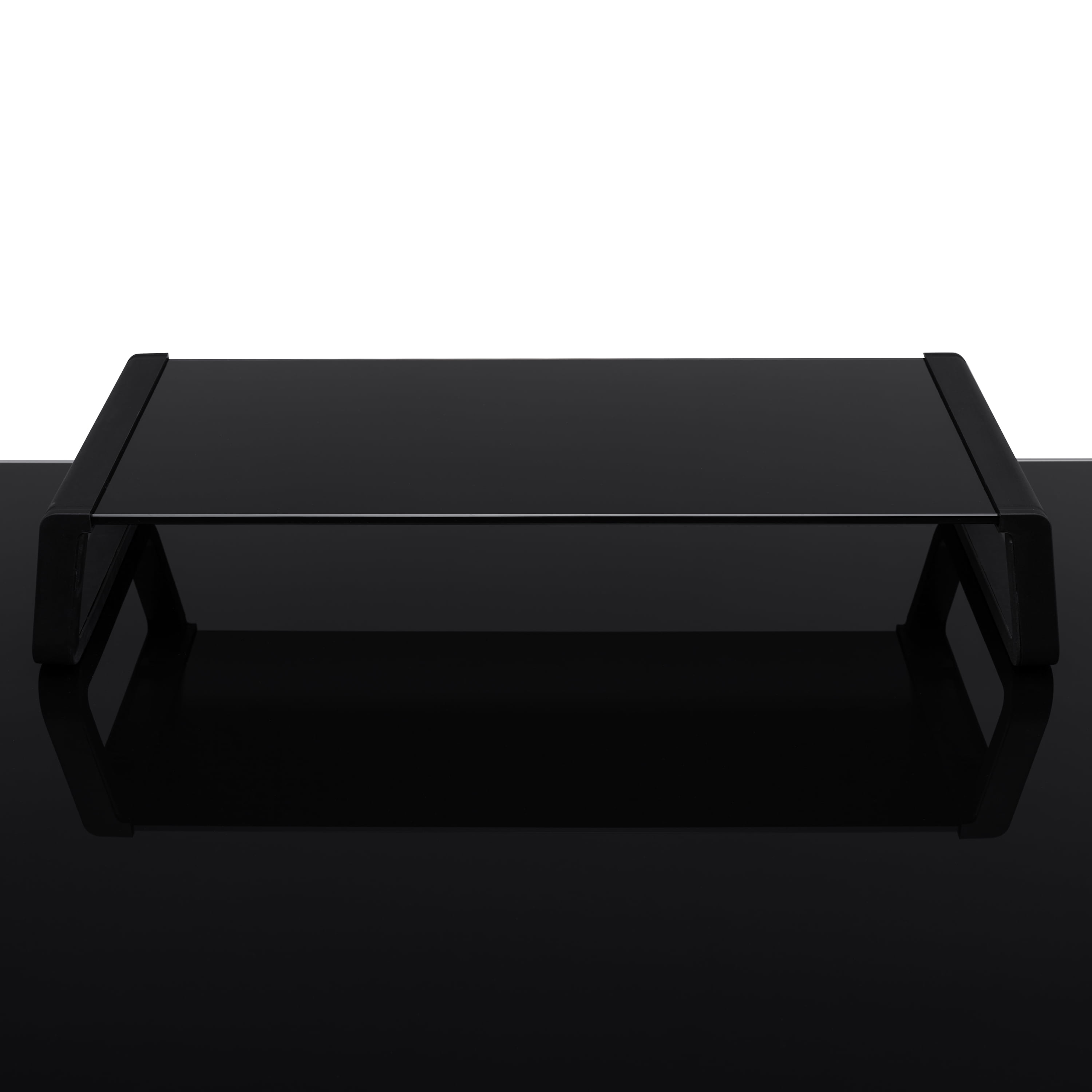 Seville Classics airLIFT 21" Tempered Glass Elevated Desk Stand Ergonomic Monitor Riser for Laptop, Computer, iMac, PC, Printer, Desktop - Midnight Black