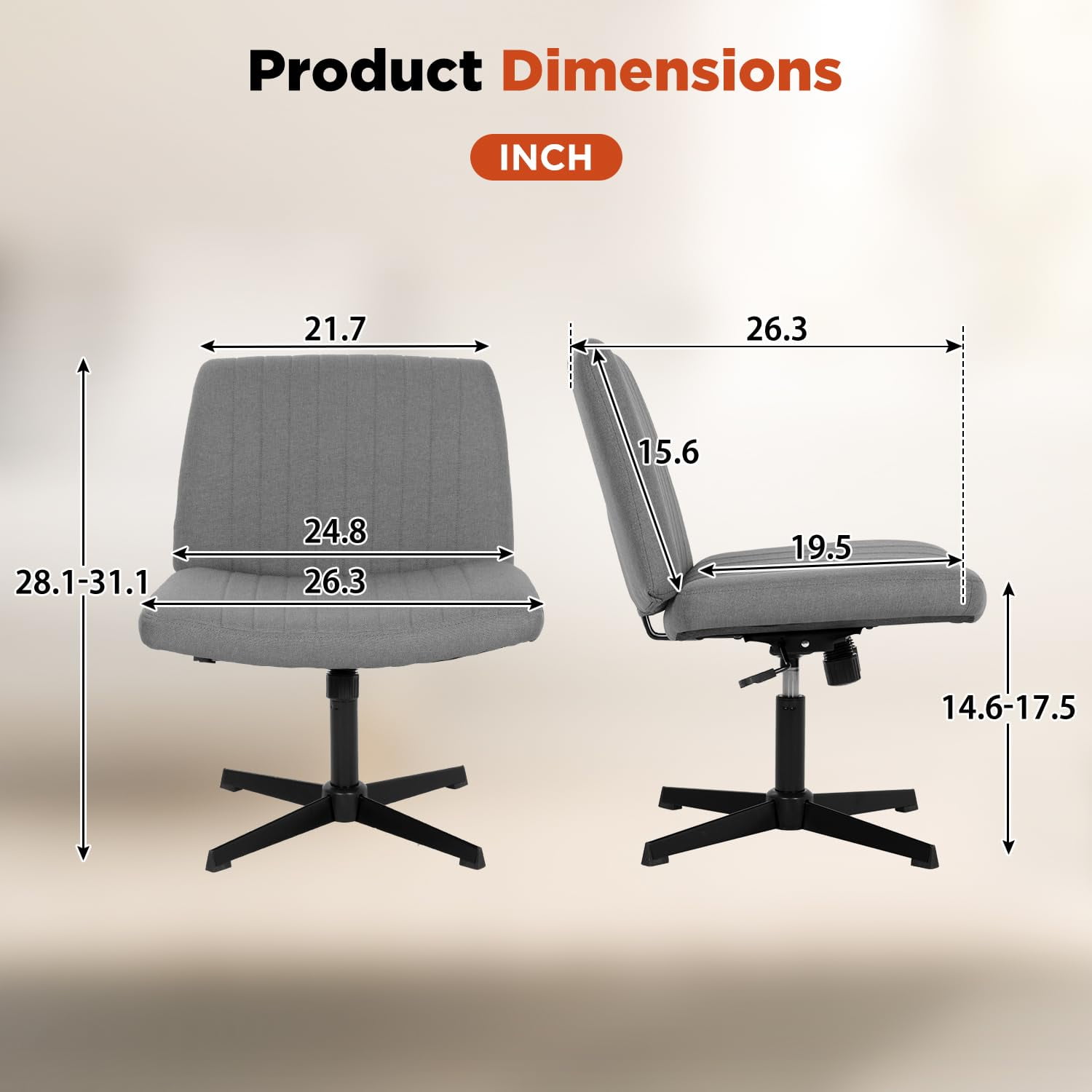 PayLessHere Criss Cross-Leg Office Chair - Armless Adjustable Fabric Seat,with No Wheels, Blue