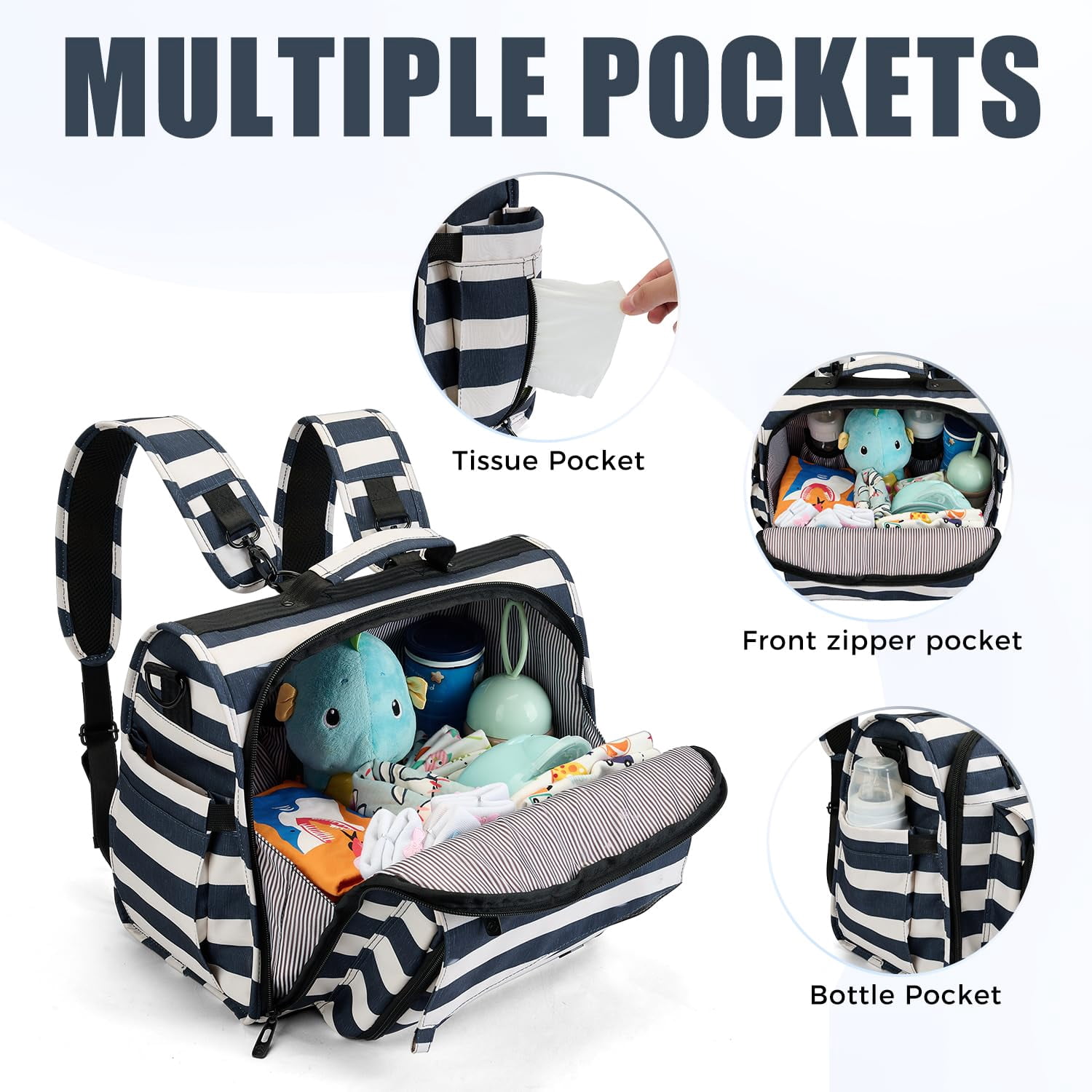 BRONZY Diaper Bag Large - Convertible Design Converts to Tote Bag, Stroller-Friendly & Waterproof Fabric, Spacious Storage for Baby Essentials