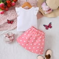 thumbnail image 4 of GYRATEDREAM Toddler Girls Skirt 2 Piece Outfits Baby Love Print Flutter Sleeve T-shirt Top + Belted Button down Skirt Set for 12 Months-5 Years, 4 of 8