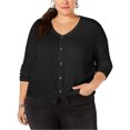 thumbnail image 1 of Style & Co. Womens Button-Down Thermal Blouse, Black, Plus Size, 2X, 1 of 1