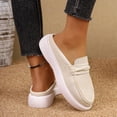 thumbnail image 4 of Womens Slip On Mule Loafers Backless Faux Suede Comfortable Platform Casual Walking Shoes with Non-Slip Rubber Sole Beige,Size 6.5, 4 of 9