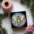 thumbnail image 5 of Funny Christmas Ornament,Bee in Pink Flower Surroundings,Xmas Round Ceramic Pendant, 5 of 6