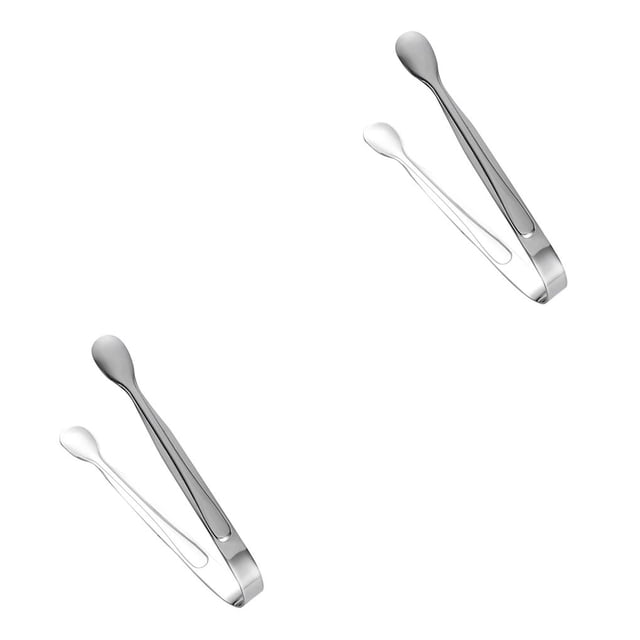 Toystoory Pinza de azúcar de acero inoxidable, portátil, reutilizable, suave, Color sólido, recogedor de cubitos de hielo, herramienta para servir Plata 2piezas