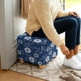 thumbnail image 5 of SCRAWLGOD Flower Print Navy Ottoman Cover Square, Folding Storage Ottoman Slipcovers, Stretch Footrest Foot Stool Covers Protector with Elastic Bottom for Pets, 5 of 7