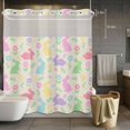 thumbnail image 5 of Easter Colorful Rabbits No Hooks Shower Curtain with Snap-in Liner Spring Flower Cartoon Cute Rustic Shower Curtains for Bathroom, Waterproof, Easy Install, Washable 72"x78", 5 of 9