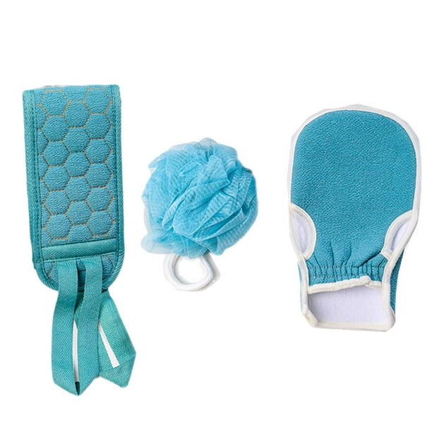 Vogacara 3 unids/set paño de limpieza corporal de fibra vegetal lavable cuello guante de ducha removedor de piel muerta accesorios de bola de baño Cuerpo del baño Vogacara CE014165-00