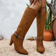 thumbnail image 6 of KEVCHE Women's Chunky Heel Knee High Boots, Plus Size Pointed Toe Suede Casual Design with Breathable Lining, Trendy Boots for Daily Party Wear, 6 of 9