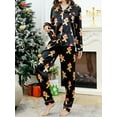 thumbnail image 4 of Women Christmas 2Pcs Pajamas Satin Gingerbread Man/Santa Print Long Sleeve Shirt and Loose Pants Sleepwear Pj Loungewear, 4 of 6