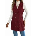 thumbnail image 3 of Vestido de Mujer Color Caqui con Bloques de Color, Otoño, Larga, Rayas, Blazer Falso para Mujer. Vino Tinto S, 3 of 10