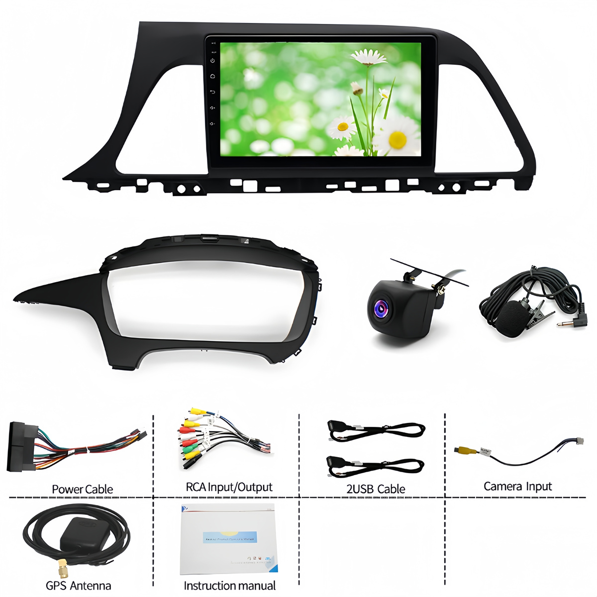 Guwzn Car Stereo Radio for Hyundai Sonata 2015-2017 9" Touchscreen 2+32G Vehicle GPS Navigation Wireless CarPlay Android Auto