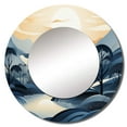 thumbnail image 2 of Designart "Blue Grey Line Art horizon" Abstract Line Navy Large Round Mirror - Round Bedroom Mirror Wall Decor - Modern Round Printed Mirror - 23" x 23", 2 of 6
