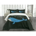 thumbnail image 3 of Ambesonne Narwhal Quilted Bedspread Set 3 Pcs, Cartoon Style Whale, Queen Size, Multicolor, 3 of 5