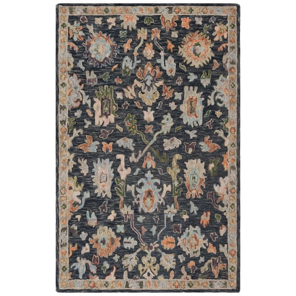 SAFAVIEH Blossom Marilou Floral Runner Rug, Dark Grey/Sage, 2'3" x 8'
