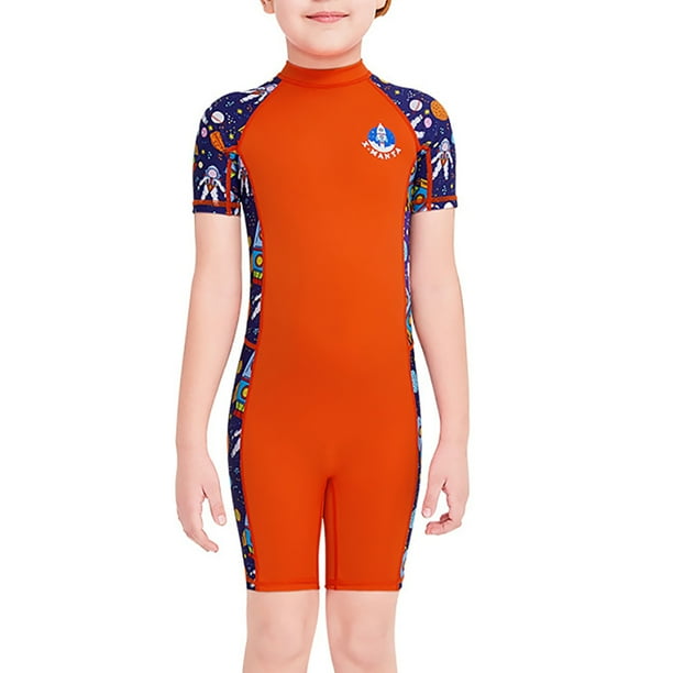 Buceo vela chico traje de neopreno cortos traje de baño manga corta pantalones de manga corta de un solo piezas de snorkel de snorkel para surfear nadar buceo naranja m Inevent OD003669-02
