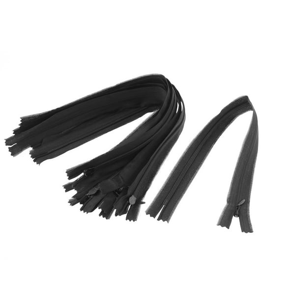 Unique Bargains Black Invisible Nylon Concealed Zip Zipper 14-inch 10 Pcs for Home Essential