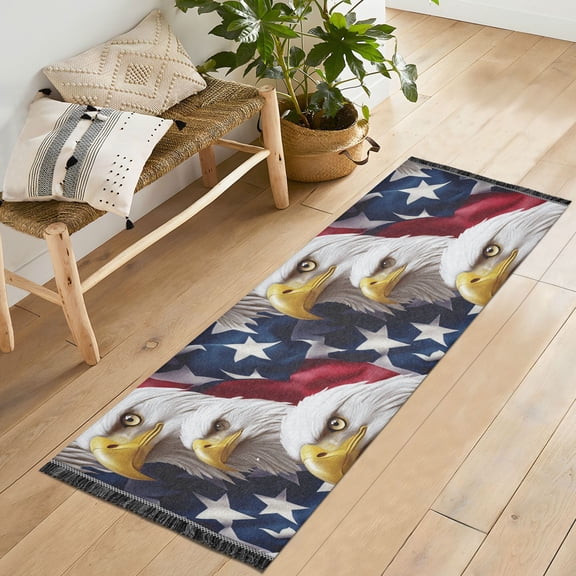 Yayeee Runner Rug for Bedroom 2'x6' Machine Washable Hallway Non Slip Mat, American Eagle Pattern