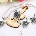 thumbnail image 2 of SmartBy Fashion Rose Flower Pendant Necklace Earrings Finger Ring Lady Party Jewelry Set, 2 of 7