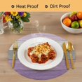 thumbnail image 4 of Purple Grey Wood Grain Round 13 Inch Placemats Set of 8, Ombre Rustic Retro Wooden Plank HeatResistant Non Slip Place Mats for Dining Table, Wipeable Braided Kitchen Table Mats for Housewarming, 4 of 9