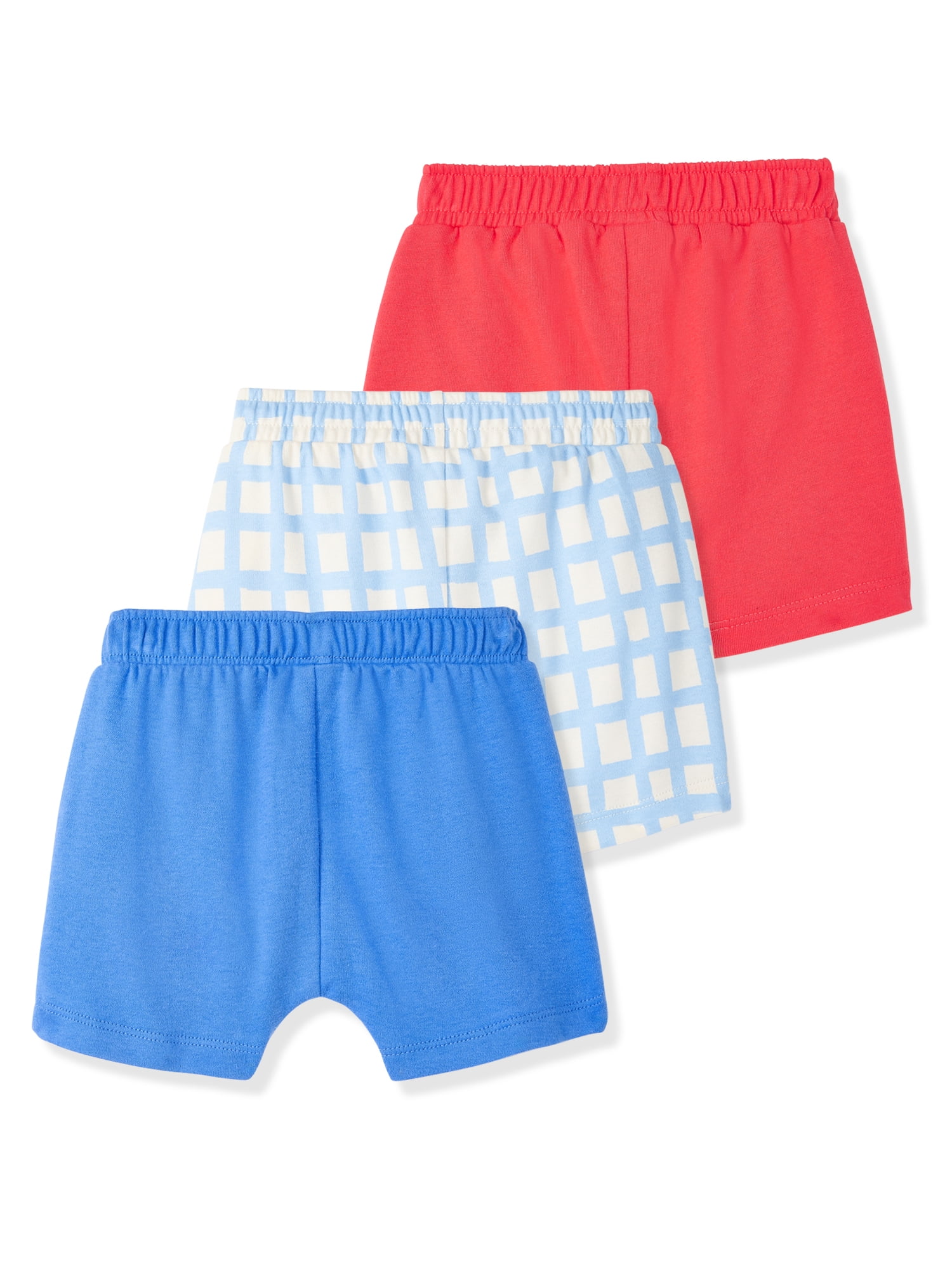 Garanimals Newborn & Baby Boy Cotton Pull-On Shorts, Solids & Prints, 3-Pack, Sizes 0–24M