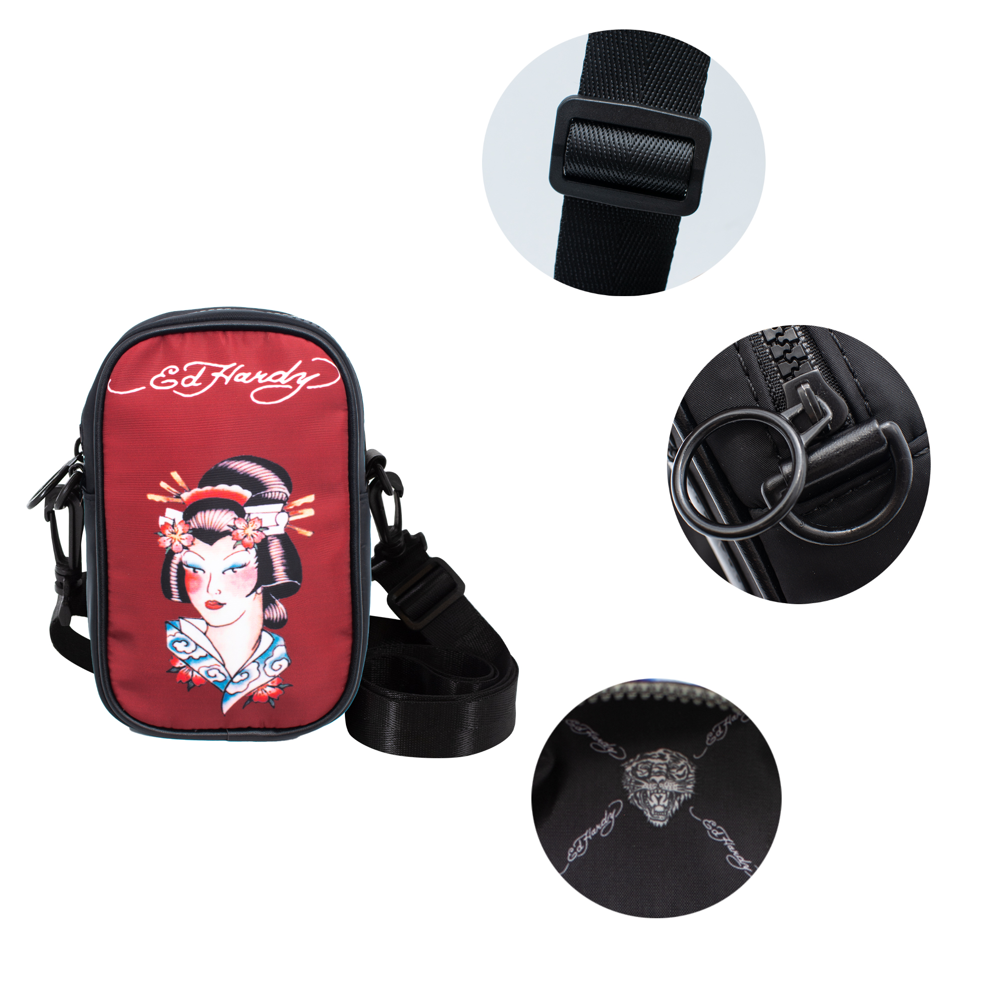 Ed Hardy Black Backpack with Colorful Geisha Illustration Ed Hardy Geisha Low Grade-School – DTLR main image 4