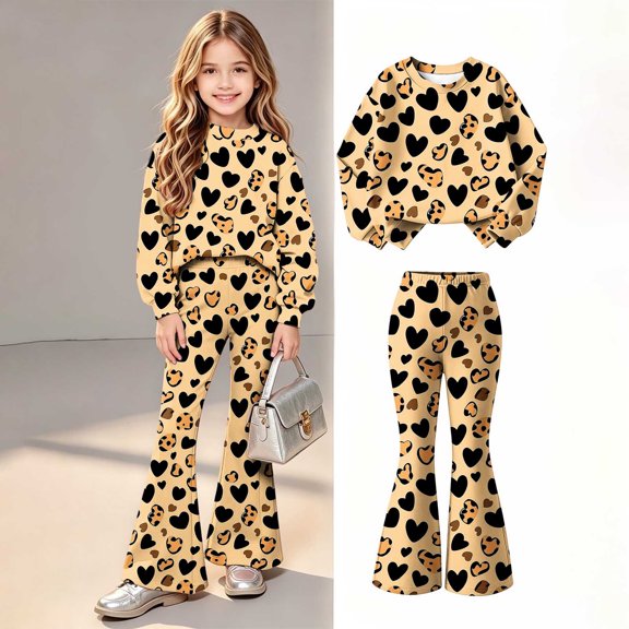 Jamicy Children's Outfits Set Fashion Casual Long Sleeves Tops with Long Pants Two-Piece Set for 5-15 Years Kids
