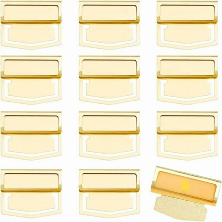 12pcs Golden Bookmark Clip Mini Index Label Clip Stainless Steel Planner Clips for Notebook Accessories Fun Office Supplies School Gifts 28.5x35mm diy