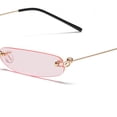 thumbnail image 4 of Gafas de sol rectangulares sin montura delgadas Gafas transparentes delgadas vintage Bisagra de resorte, 4 of 5