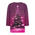 thumbnail image 4 of Cadancy Womens Tshirts Graphic 3/4 Sleeve V Neck Button Party Casual Blouses Fashion Funny Xmas Tree Print Tops Holiday Pullover Dressy Shirts, 4 of 5