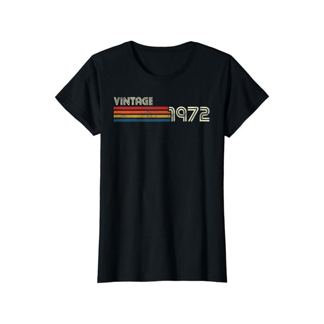 Camiseta vintage de cumpleaños de 1972 con rayas en el pecho