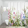 thumbnail image 6 of Spring Floral Shower Curtain, Colorful Watercolor Wild Flower Butterfly Plants Bathroom Curtains Rustic Bathtub Decor Machine Washable Waterproof Fabric with Hooks,72" Wx72 L, 6 of 6