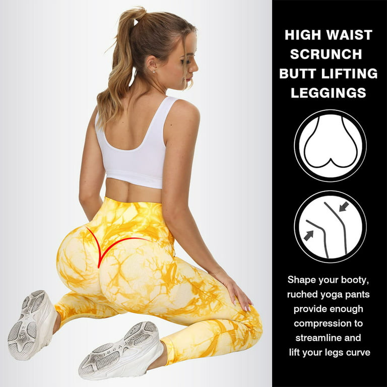 Ilfioreemio Tie Dye Seamless Leggings for Women High Waist Yoga Pants,  Scrunch Butt Lifting Elastic Tights