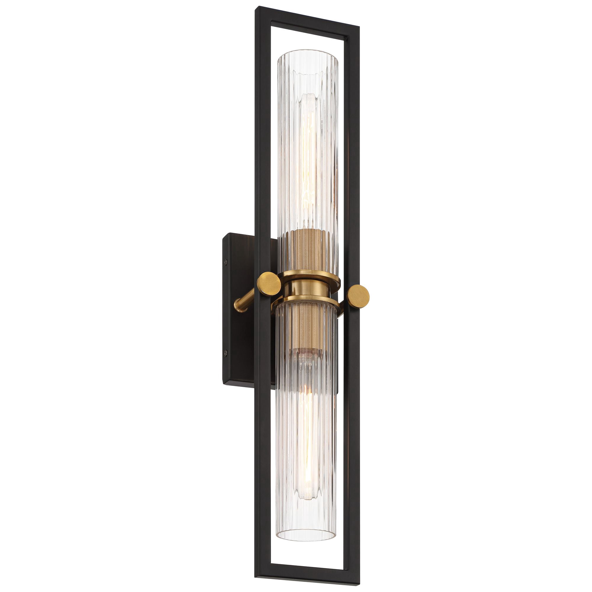 Stiffel Ramos 24" High Modern 2 Light Wall Sconce Light Lamp Fixture Mount Bathroom Bedroom Hardwired Matte Black Antique Brass
