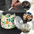 thumbnail image 4 of Yayeee Ashtray with Lid for Cigarette Smokeless Stainless Steel Home Ash Holder, Retro Orange Floral, 4 of 7