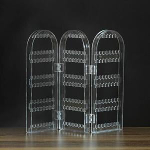Plastic Necklace Earrings (Fancyleo120 hole/180 hole/ 240 hole plastic earrings earring display rack Creative screen necklace earrings push shelf display rack (Blackļ¼Transparent)