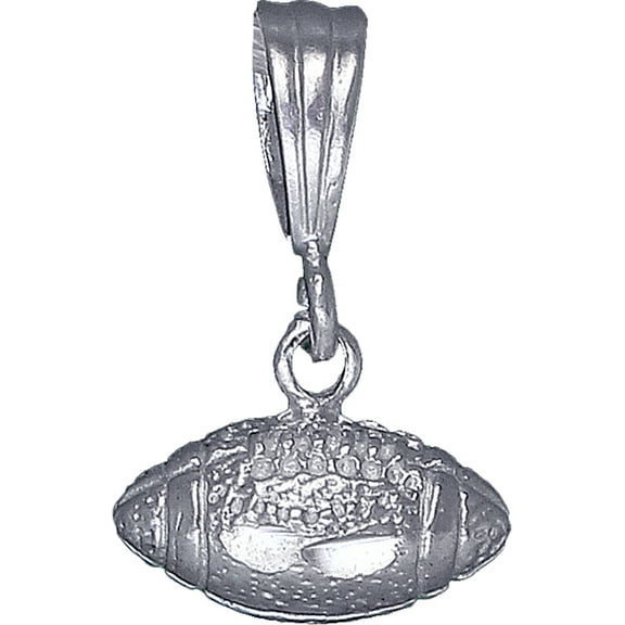 Sterling Silver Football Ball Charm Pendant Necklace with Diamond Cut Finish and 24 Inch Figaro Chain